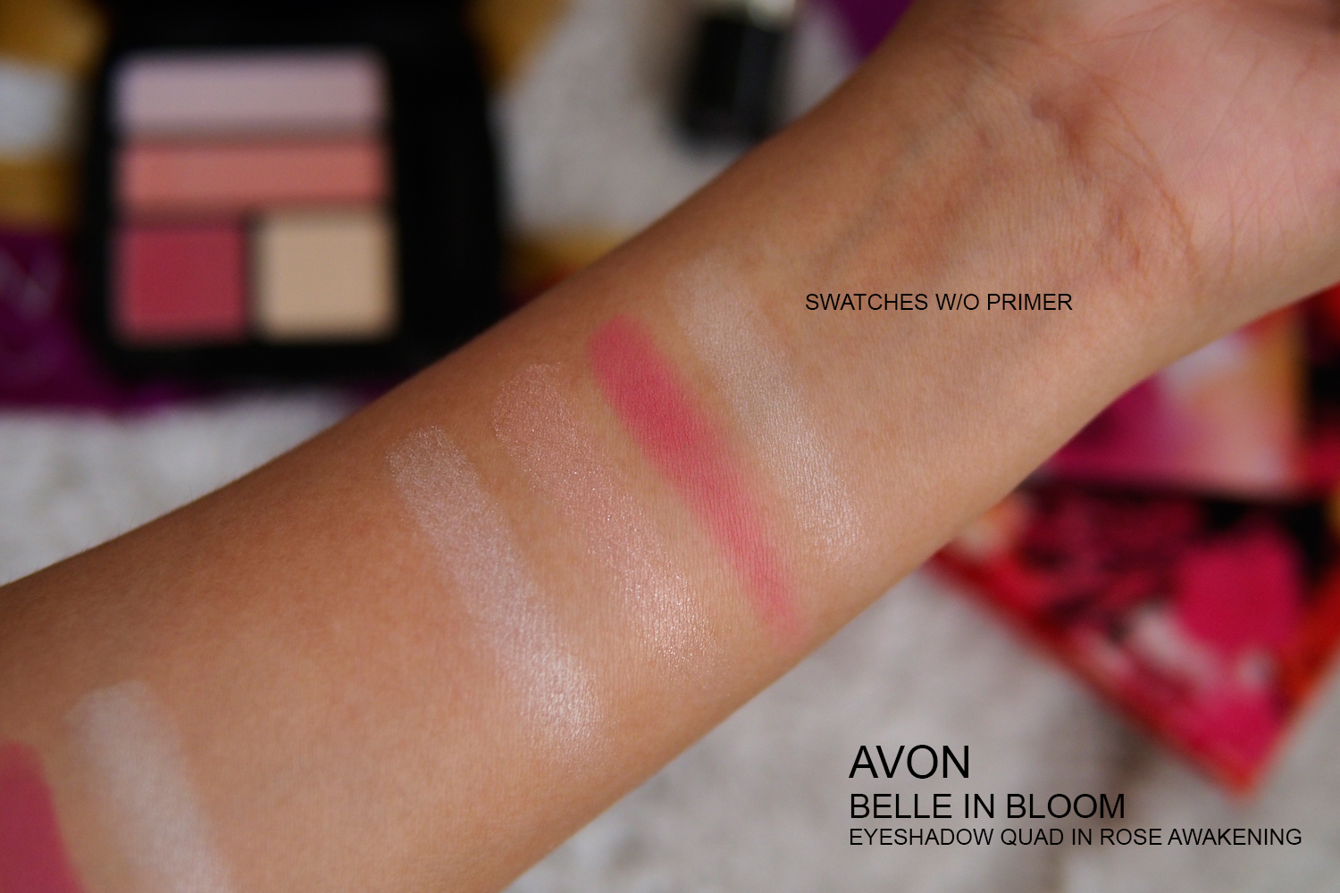 AVON BELLE IN BLOOM EYESHADOW SWATCHES