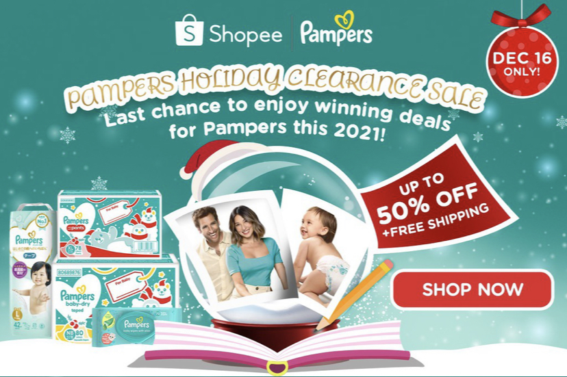 Stock up from the Shopee x Pampers Holiday Clearance Sale – up to 50% off!
