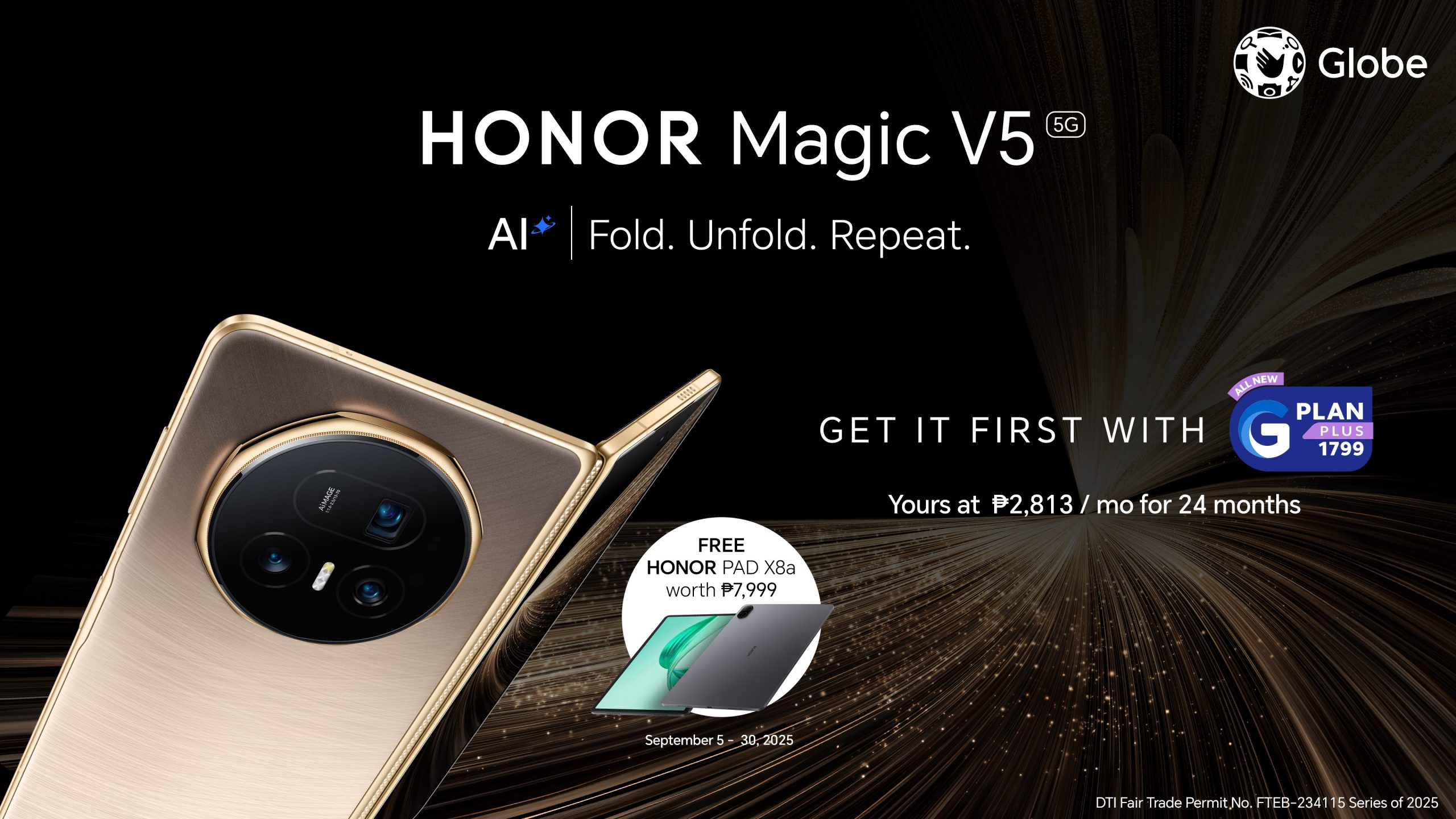 HONOR Magic V5 is Now Official with Globe via All-New GPlan PLUS 1799
